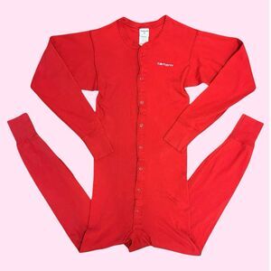 Vintage Carhartt K12 Red Thermal Layer Medium Long Johns Made In USA 100% Cotton